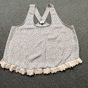 Fifty Street Small Floral & Dot Print Flowy Sleeveless Crop Top; Size L